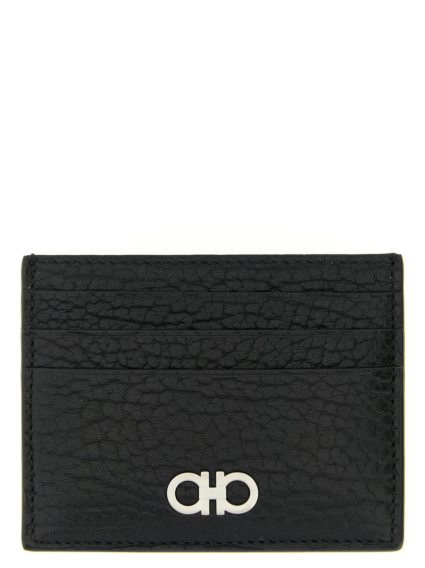 Cardholder Card Case by Ferragamo for men in bos taurus calf suede leather black features a polished Gancini Bos Taurus Calf Suede Leather Cardholder Card Case design with polished card-organization.