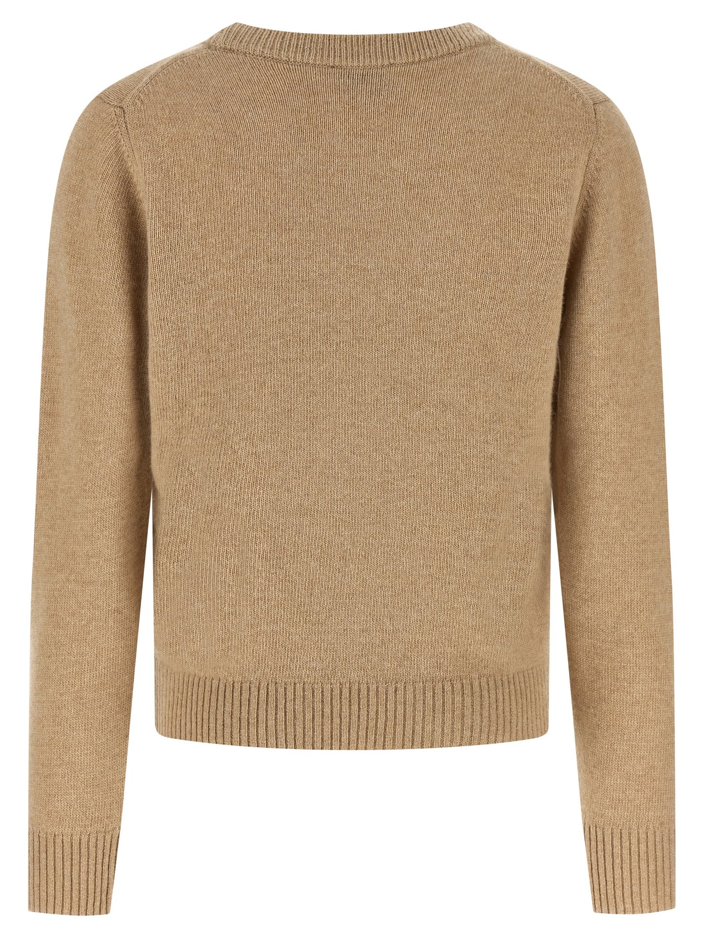 Cardigan by Ganni for women in polyamide wool beige presents a textural silhouette, artfully finished with a textural crew neckline and for a sophisticated, textural look.