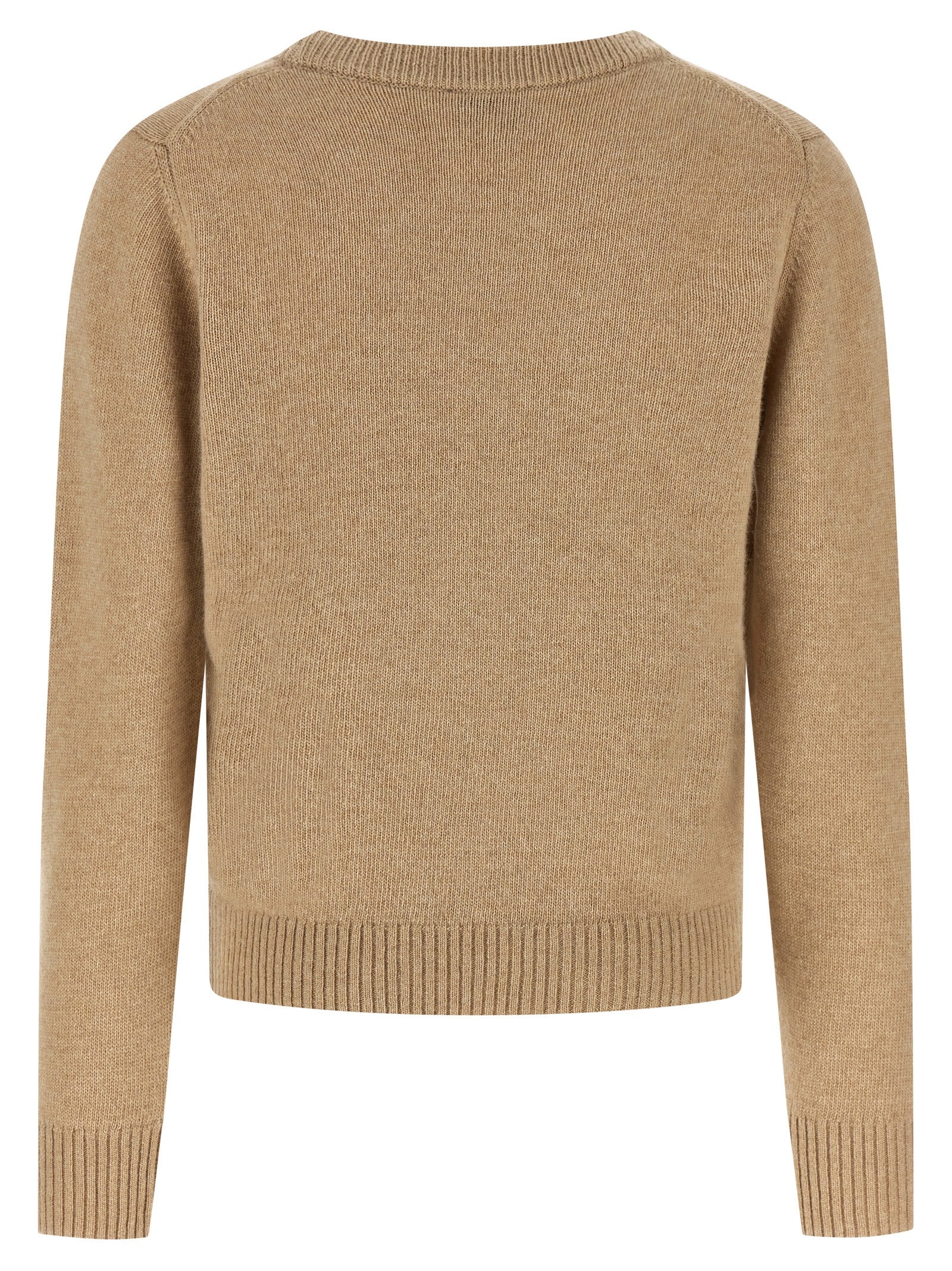 Cardigan by Ganni for women in polyamide wool beige presents a textural silhouette, artfully finished with a textural crew neckline and for a sophisticated, textural look.