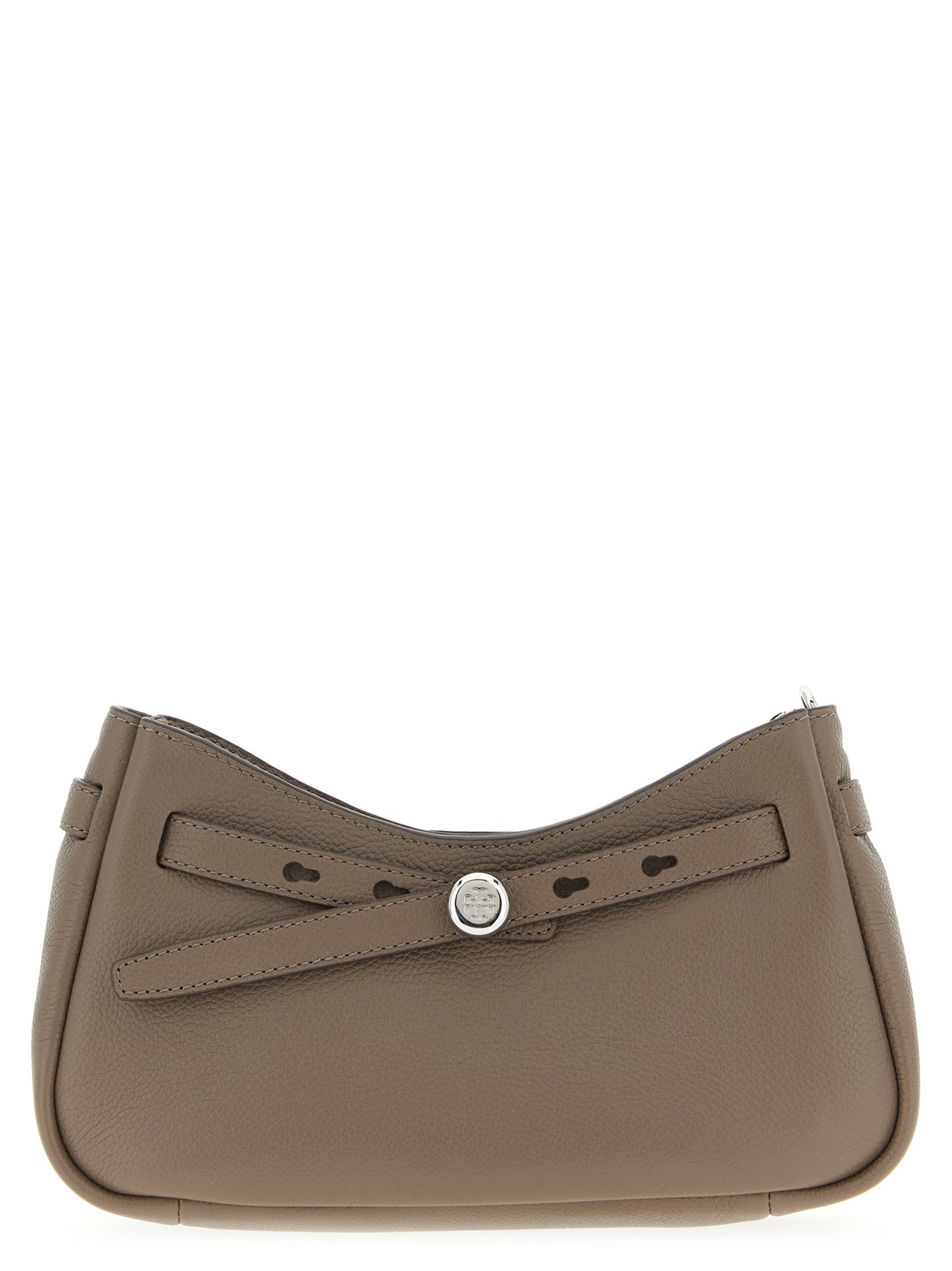 Shoulder Bag by Tory Burch for women in suede leather brown features a effortless chic silhouette with a secure zipper, ample , and versatile shoulder-strap & adjustable-strap for a effortless chic finish.