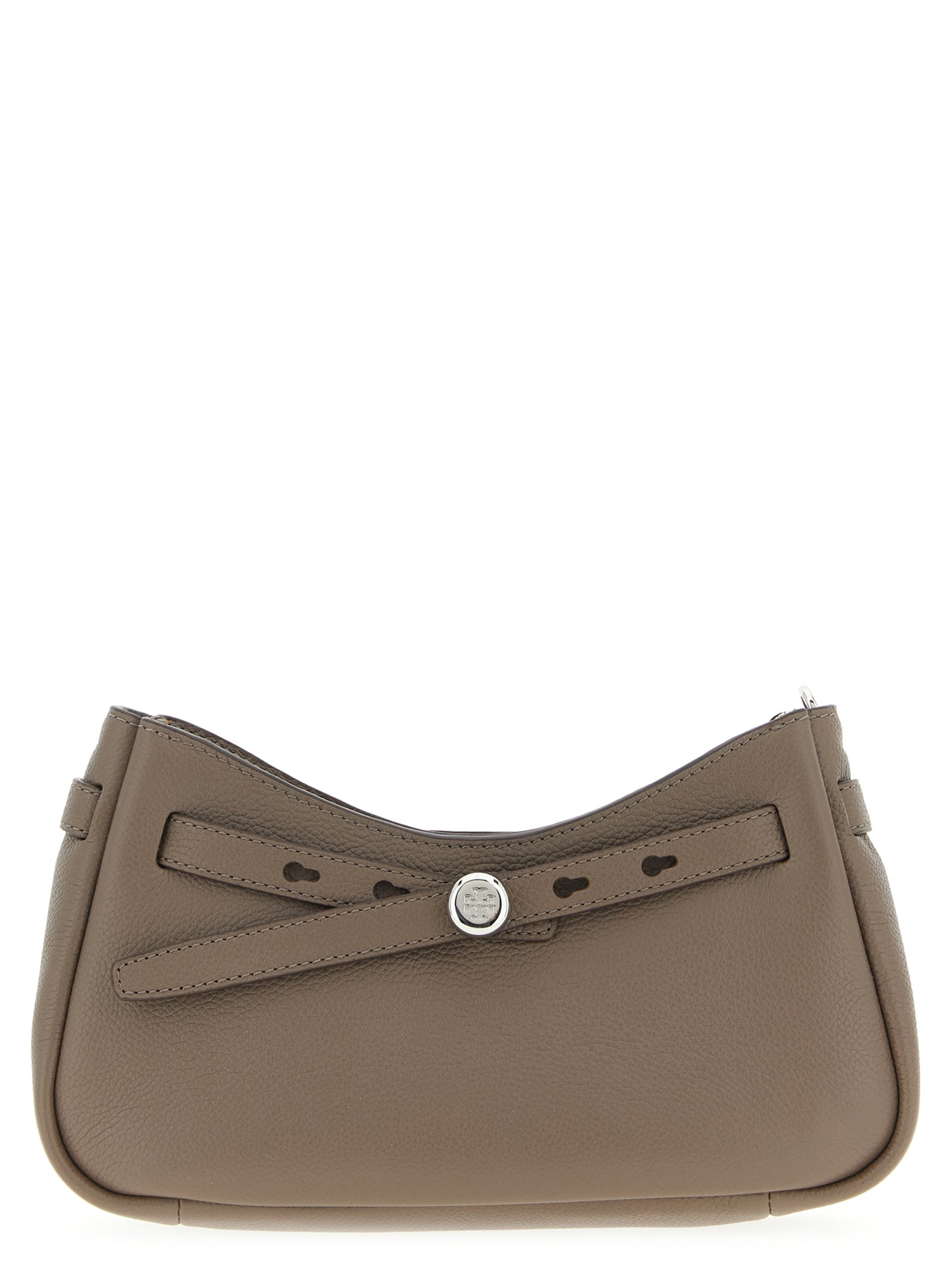 Shoulder Bag by Tory Burch for women in suede leather brown features a effortless chic silhouette with a secure zipper, ample , and versatile shoulder-strap & adjustable-strap for a effortless chic finish.