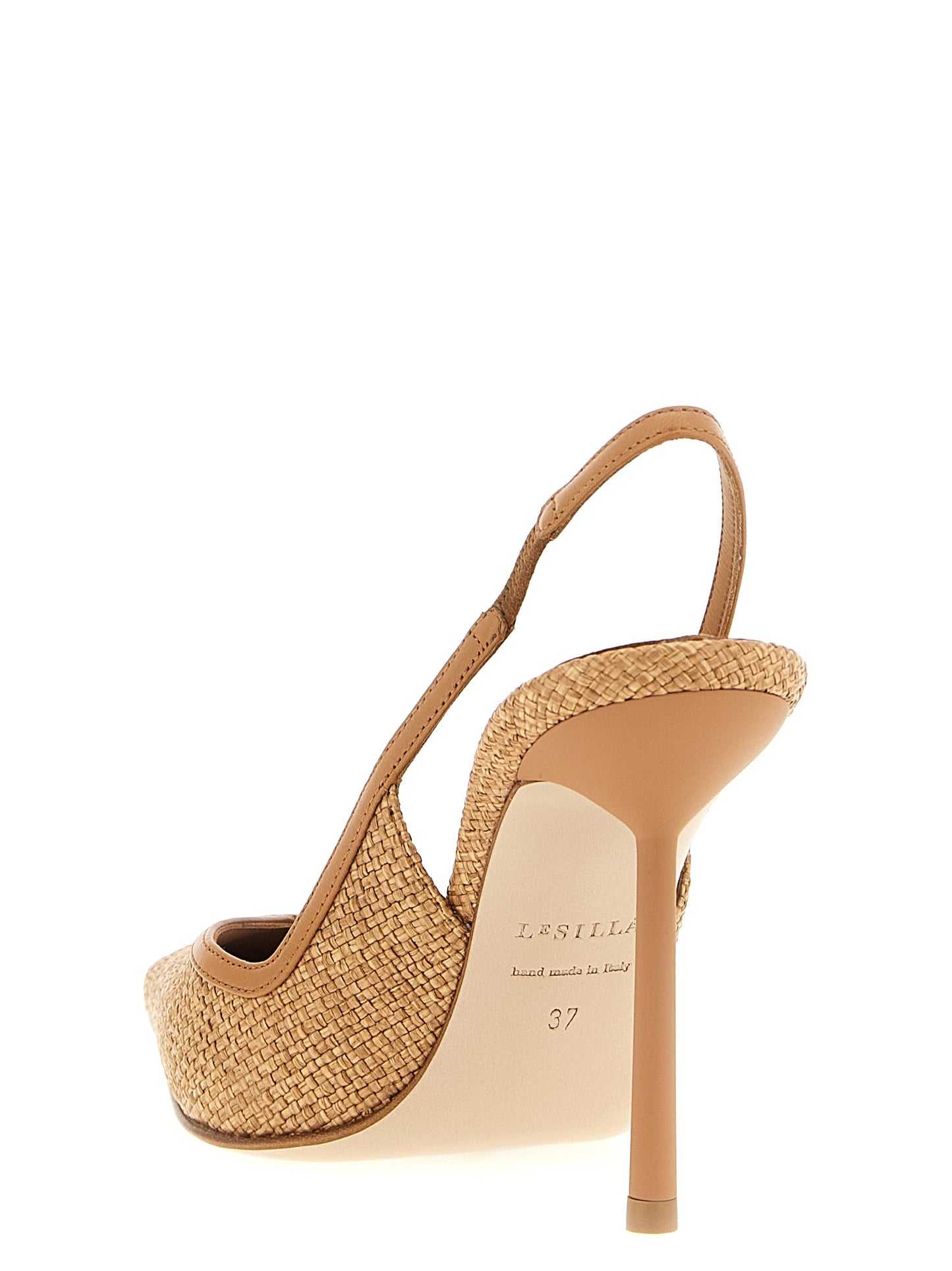 High-Heel Stiletto Slingback Pumps Heels by LE SILLA for women in polyamide leather & raffia and brown showcases a effortlessly elegant silhouette as Women's Polyamide Leather & Raffia High-Heel Stiletto Slingback Pumps Heels, featuring a effortlessly elegant stiletto high-heel and a effortlessly elegant pointed toe style for an elegant look.