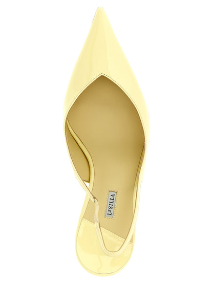 High-Heel Stiletto Slingback Pumps Heels by LE SILLA for women in calfskin leather bicolour & yellow features a effortless chic silhouette, showcasing the Women's Calfskin Leather High-Heel Stiletto Slingback Pumps Heels design with a effortless chic stiletto high-heel and pointed toe style for a effortless chic finish.