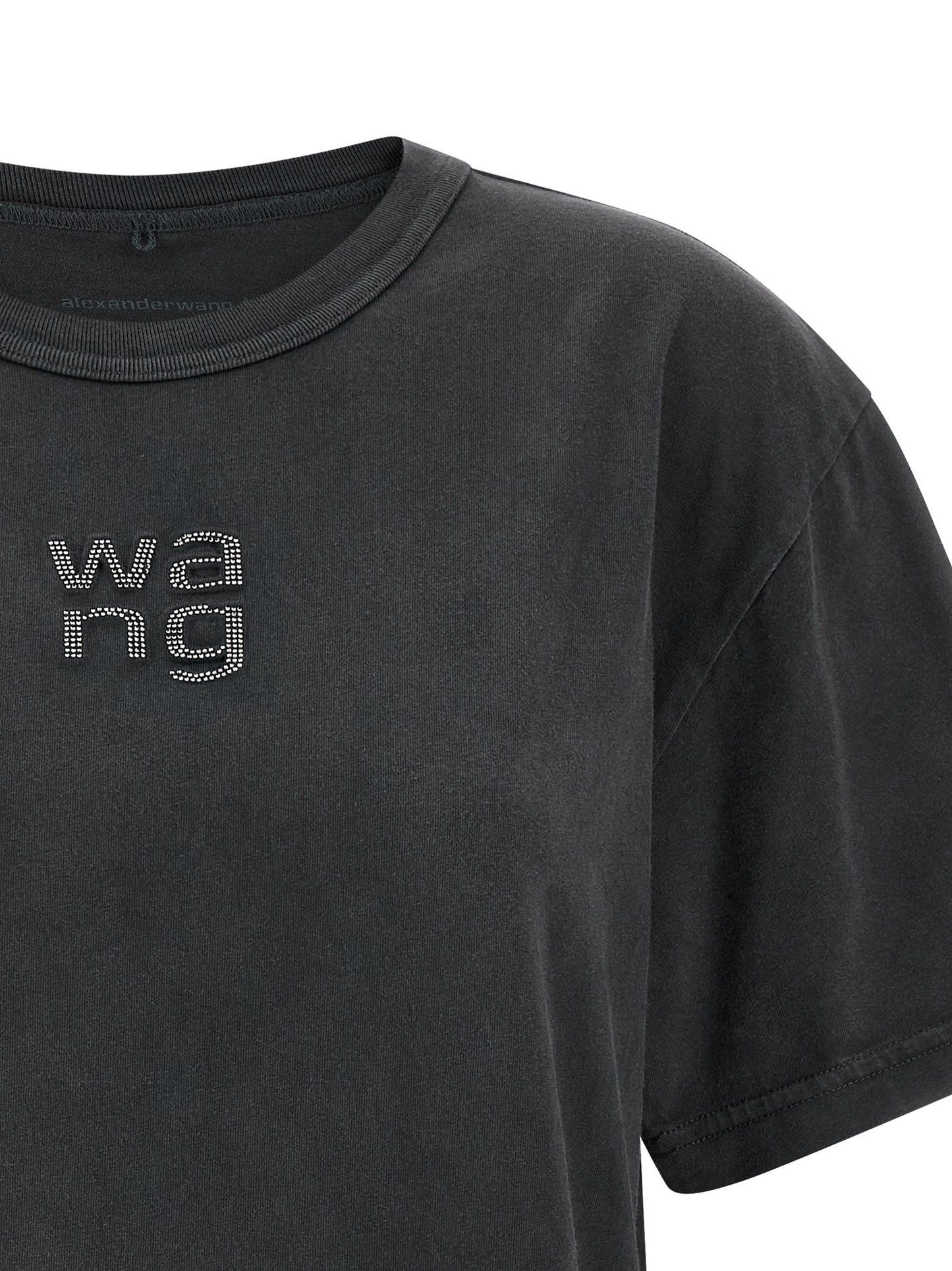 T-Shirt by T BY ALEXANDER WANG for women in cotton & rhinestone black showcases a unassuming silhouette, artfully detailed with a refined and unassuming for a sophisticated, contemporary look.