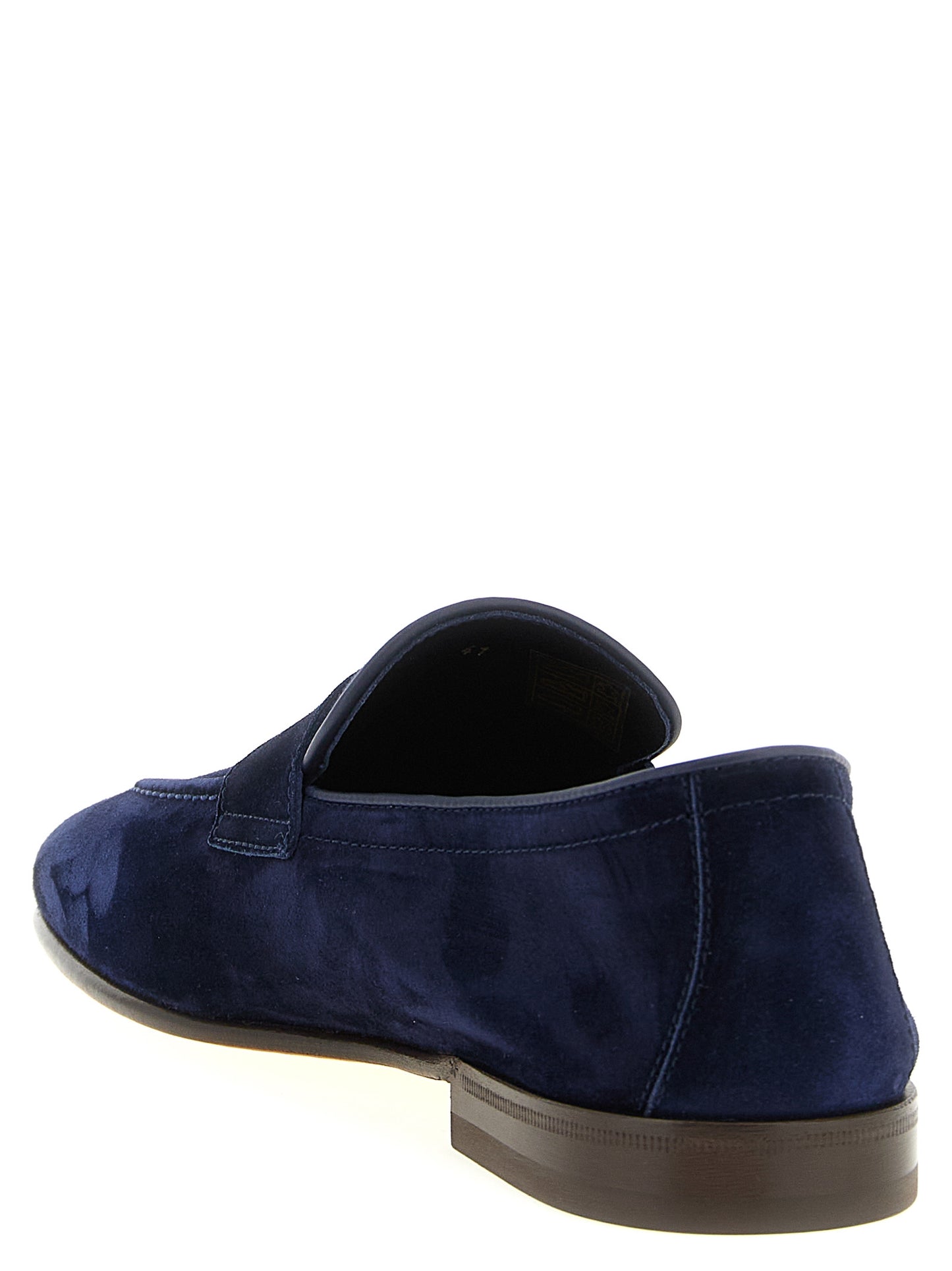 Loafer Slip-On Shoes by Brunello Cucinelli for men in tu & calfskin suede leather blue features an effortless chic silhouette, showcasing the Men's TU & Calfskin Suede Leather Loafer Slip-On Shoes design with an effortless chic and a almond toe style for a effortless chic look.