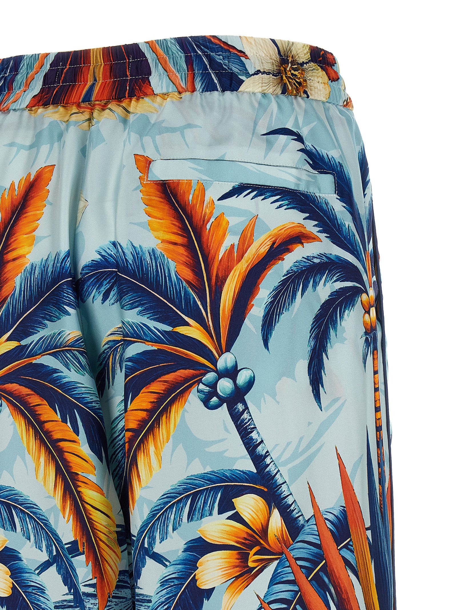 Casual Pants by F.R.S. - FOR RESTLESS SLEEPERS for women in silk satin twill light-blue & print features an sophisticated and straight-leg & wide with a precise long, creating a sophisticated and sophisticated silhouette.