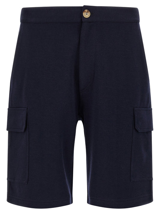 Brunello Cucinelli The Cargo Men's Silk Polyamide Cotton & Cashmere Bermuda Shorts - Blue