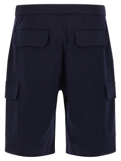Brunello Cucinelli The Cargo Men's Silk Polyamide Cotton & Cashmere Bermuda Shorts - Blue