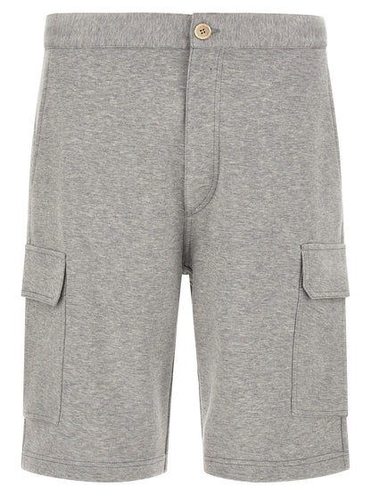 Bermuda Shorts by Brunello Cucinelli for men in silk polyamide cotton & cashmere gray showcases a on trend silhouette, featuring a tailored with a classic short and sophisticated for a on trend finish.