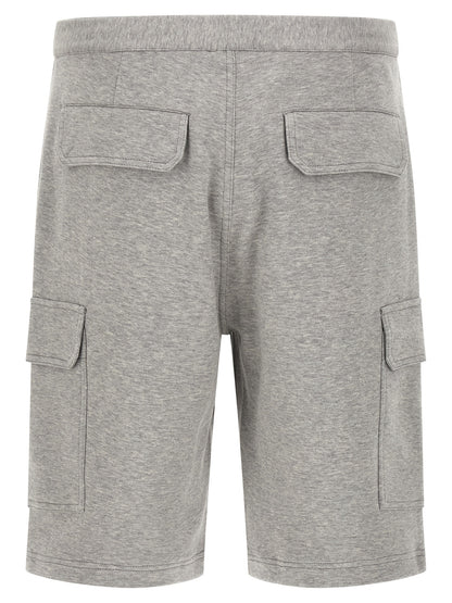 Bermuda Shorts by Brunello Cucinelli for men in silk polyamide cotton & cashmere gray features an tailored silhouette, showcasing a tailored with a short and for a sophisticated look.
