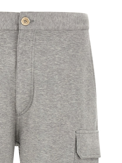 Bermuda Shorts by Brunello Cucinelli for men in silk polyamide cotton & cashmere gray features a sartorial silhouette, showcasing a sartorial and short with a sophisticated for a sartorial look.