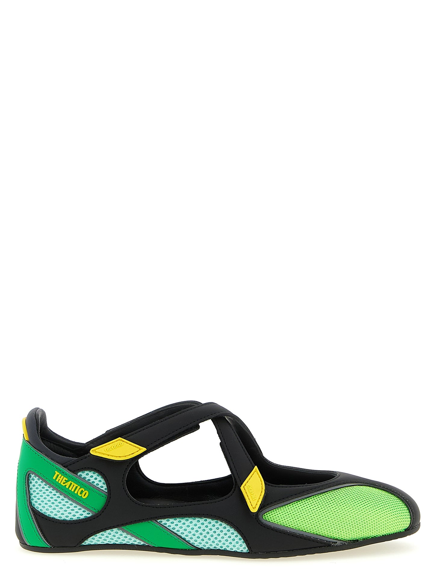Ballet Flat Shoes by The Attico for women in polyester polyurethane & polyethylene bicolour & green features an statuesque silhouette from the Women's Polyester Polyurethane & Polyethylene Ballet Flat Shoes collection, showcasing a and a statuesque for a statuesque look.