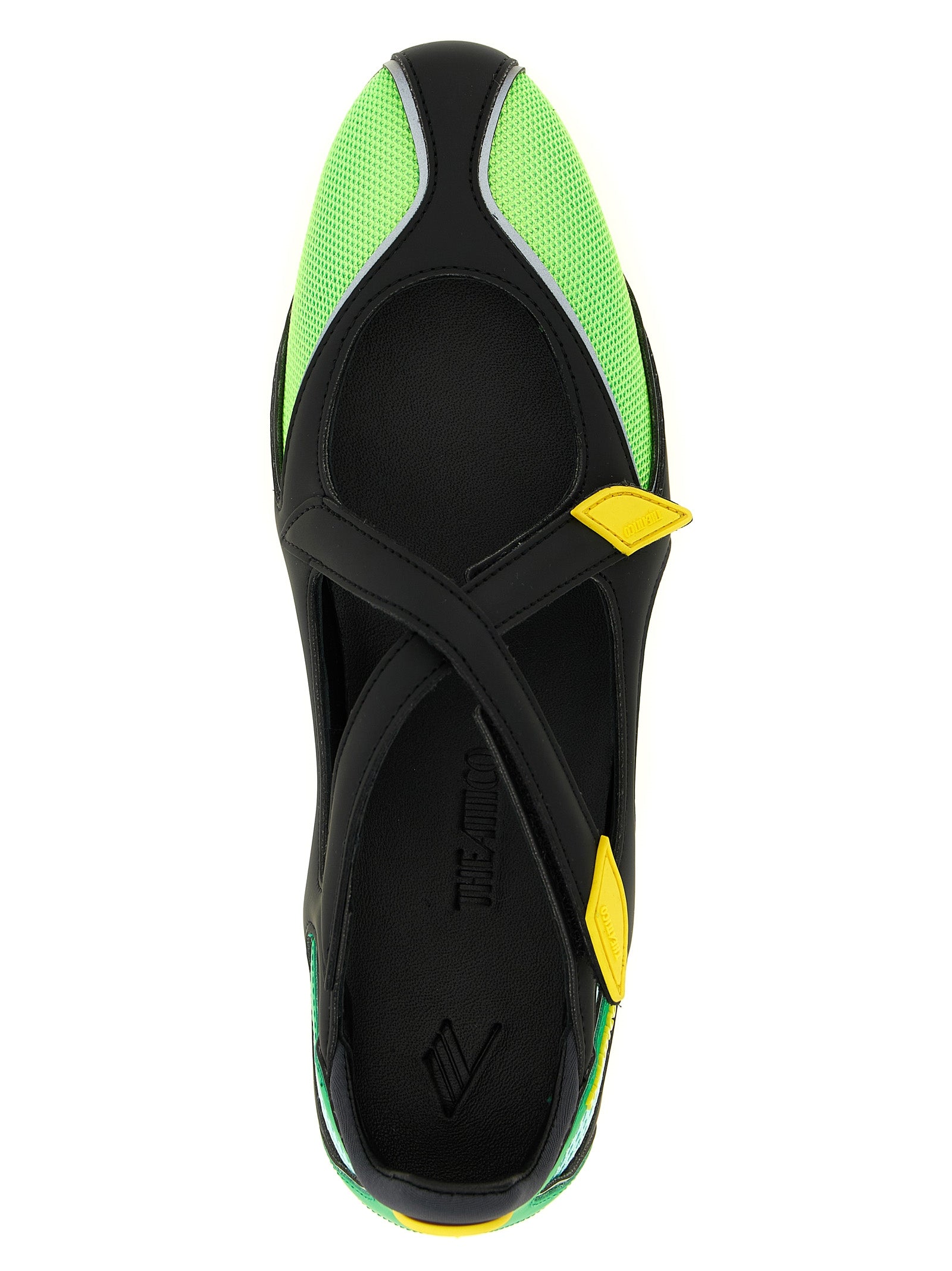 Ballet Flat Shoes by The Attico for women in polyester polyurethane & polyethylene bicolour & green showcases a resplendent Women's Polyester Polyurethane & Polyethylene Ballet Flat Shoes aesthetic with a and .