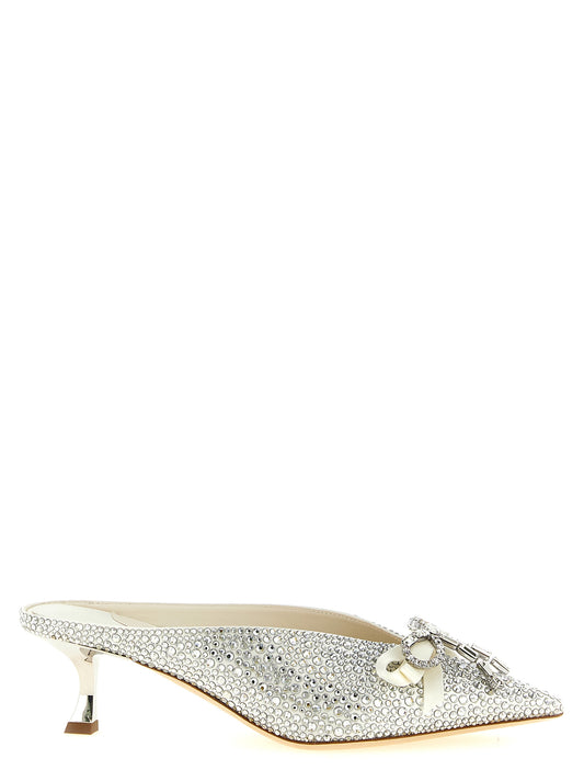 Mid-Heel Spool Pumps Heels by Jimmy Choo for women in leather satin & crystal silver showcases a exquisite silhouette, perfectly accentuating Women's Leather Satin & Crystal Mid-Heel Spool Pumps Heels with a exquisite mid-heel spool-heel and exquisite pointed toe style.