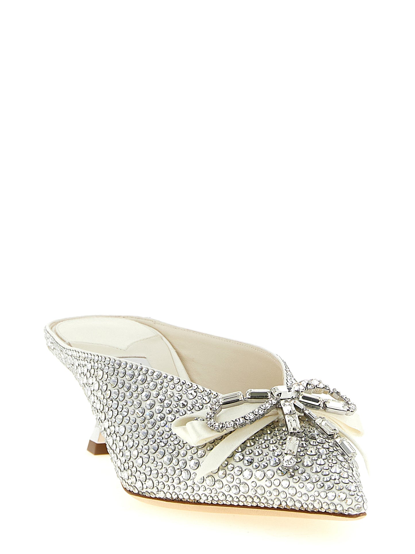 Mid-Heel Spool Pumps Heels by Jimmy Choo for women in leather satin & crystal silver features a effortlessly chic Women's Leather Satin & Crystal Mid-Heel Spool Pumps Heels design with a sophisticated mid-heel spool-heel and elegant pointed toe style.