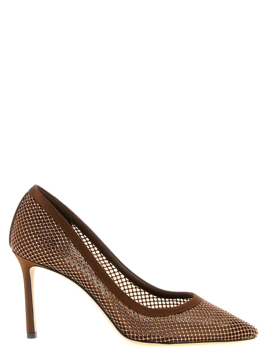 High-Heel Stiletto Pumps Heels by Jimmy Choo for women in synthetic leather & crystal and brown & transparent showcases a effortlessly elegant silhouette as Romy Women's Synthetic Leather & Crystal High-Heel Stiletto Pumps Heels, featuring a effortlessly elegant stiletto high-heel and a effortlessly elegant pointed toe style for an elegant look.