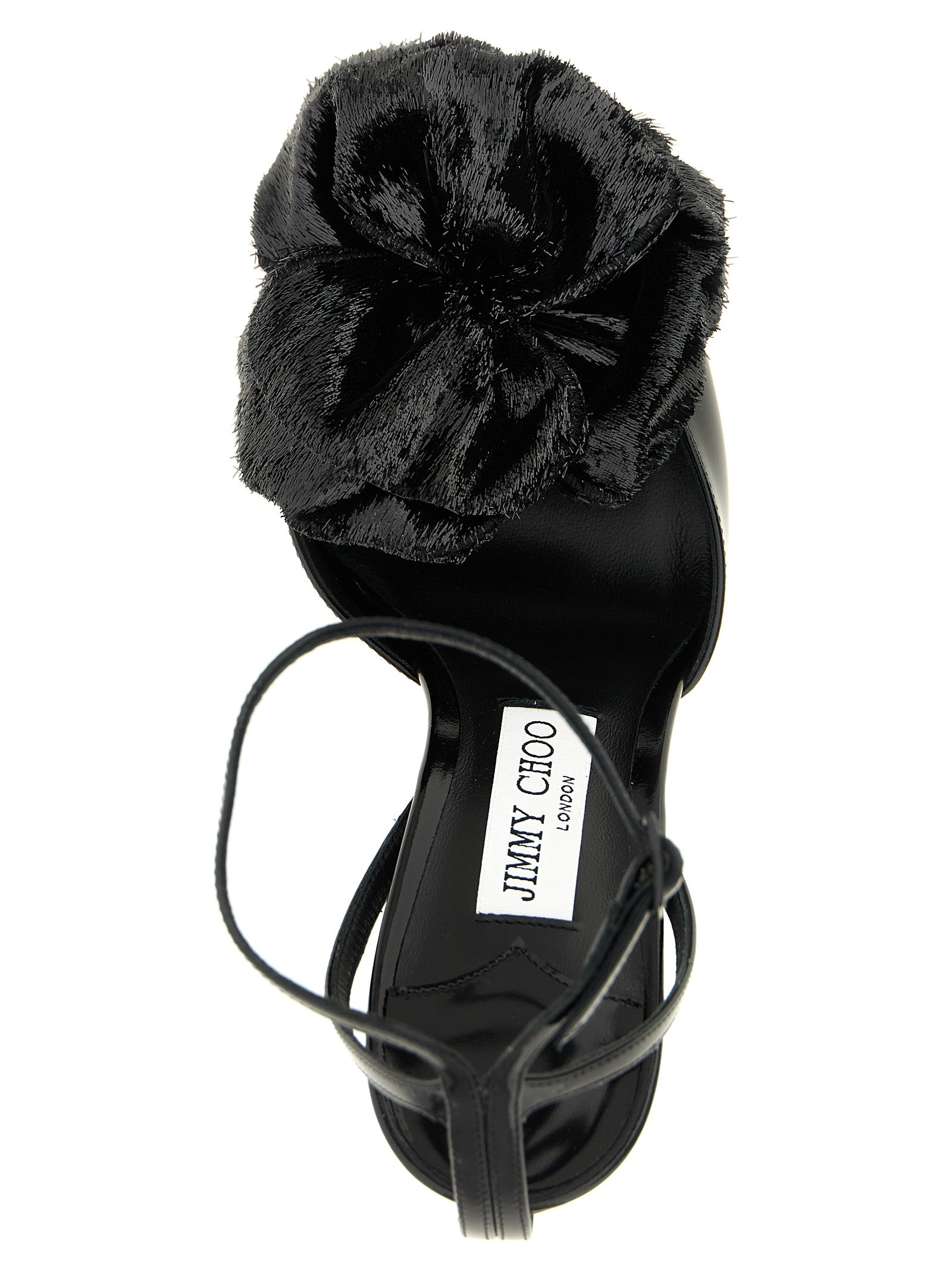 Stiletto Spool Ankle Strap Sandals by Jimmy Choo for women in leather black showcases a sculptural silhouette as Women's Leather Stiletto Spool Ankle Strap Sandals, defined by a sculptural stiletto spool-heel and sculptural for a sculptural look.