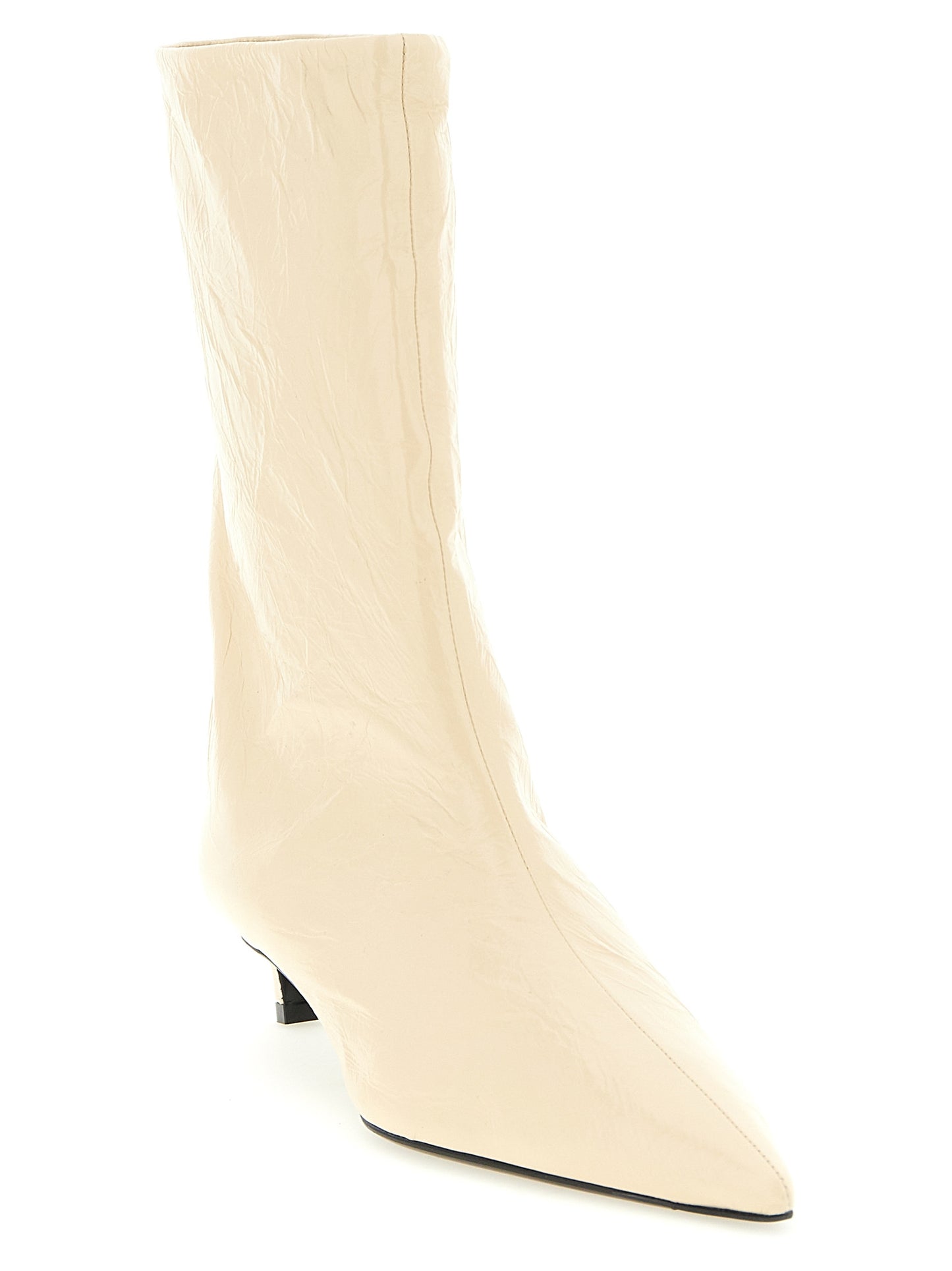 Ankle Boots by Jil Sander for women in calfskin leather beige features an avant-garde Women's Calfskin Leather Ankle Boots silhouette, defined by a sophisticated and a avant-garde pointed toe style.
