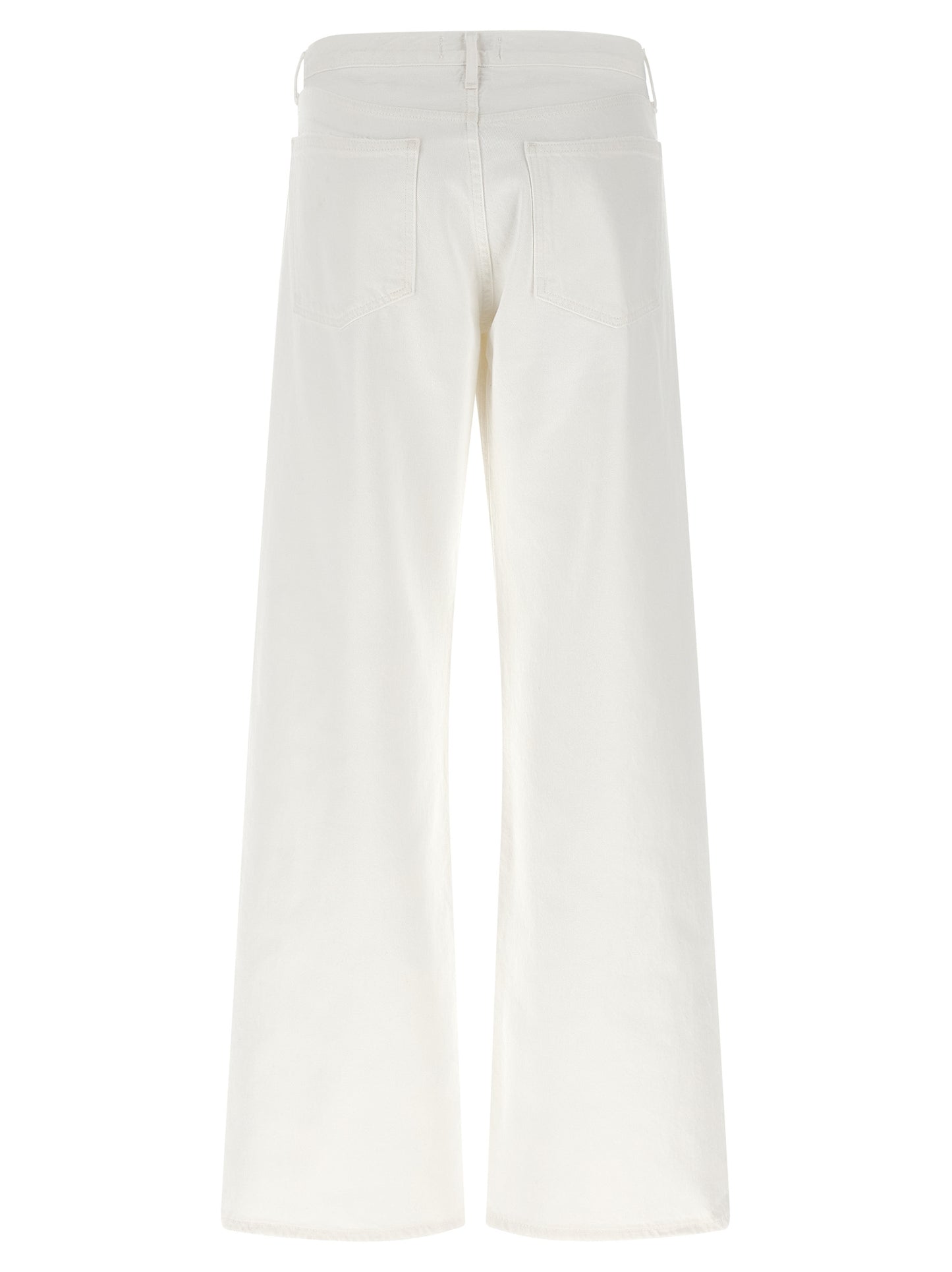 Jeans by Agolde for women in denim cotton marshmallow & white presents a refined pantology silhouette, artfully defined by a refined pantology straight-leg & wide, long, and a sophisticated low rise.