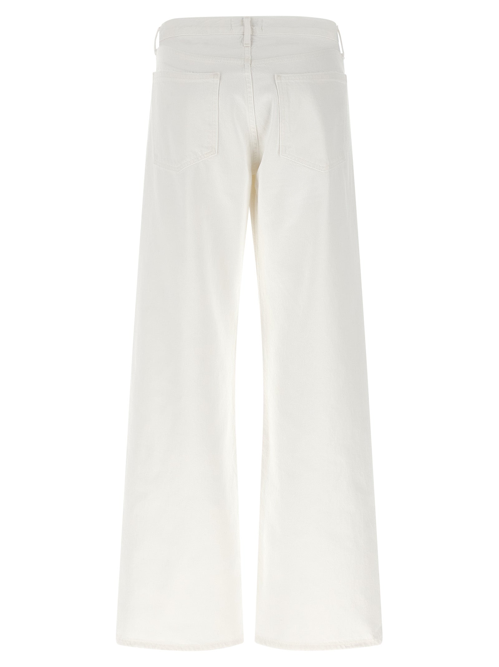 Jeans by Agolde for women in denim cotton marshmallow & white presents a refined pantology silhouette, artfully defined by a refined pantology straight-leg & wide, long, and a sophisticated low rise.