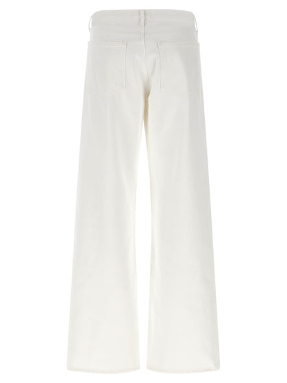 Jeans by Agolde for women in denim cotton marshmallow & white presents a refined pantology silhouette, artfully defined by a refined pantology straight-leg & wide, long, and a sophisticated low rise.