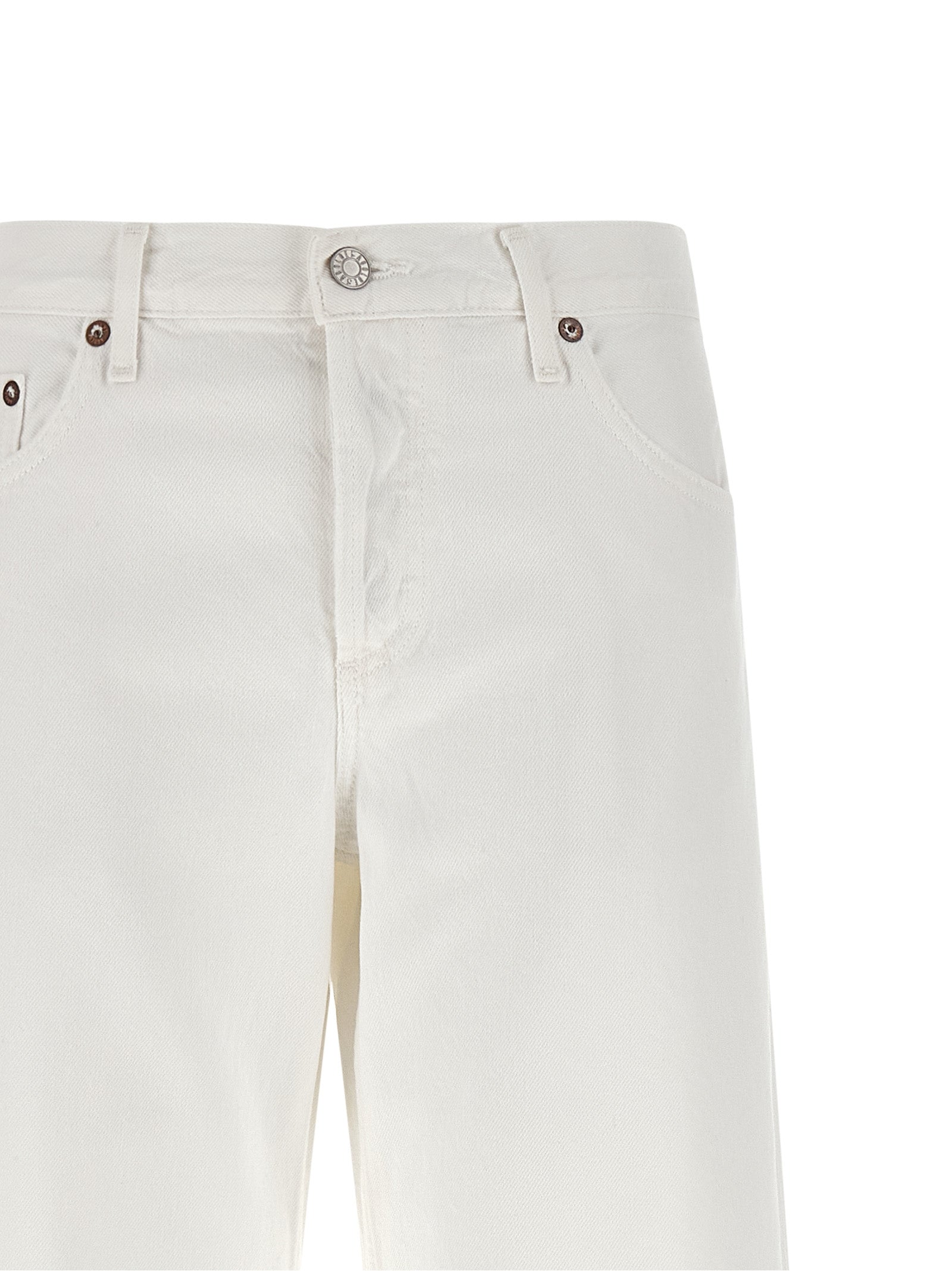 Jeans by Agolde for women in denim cotton marshmallow & white features an sophisticated low rise and straight-leg & wide with a precise long, creating a sophisticated and sophisticated silhouette.