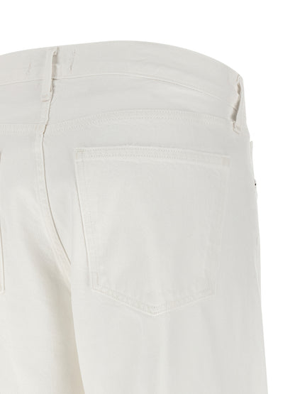 Jeans by Agolde for women in denim cotton marshmallow & white features an sartorial straight-leg & wide and long with a low rise cut for a sartorial finish.
