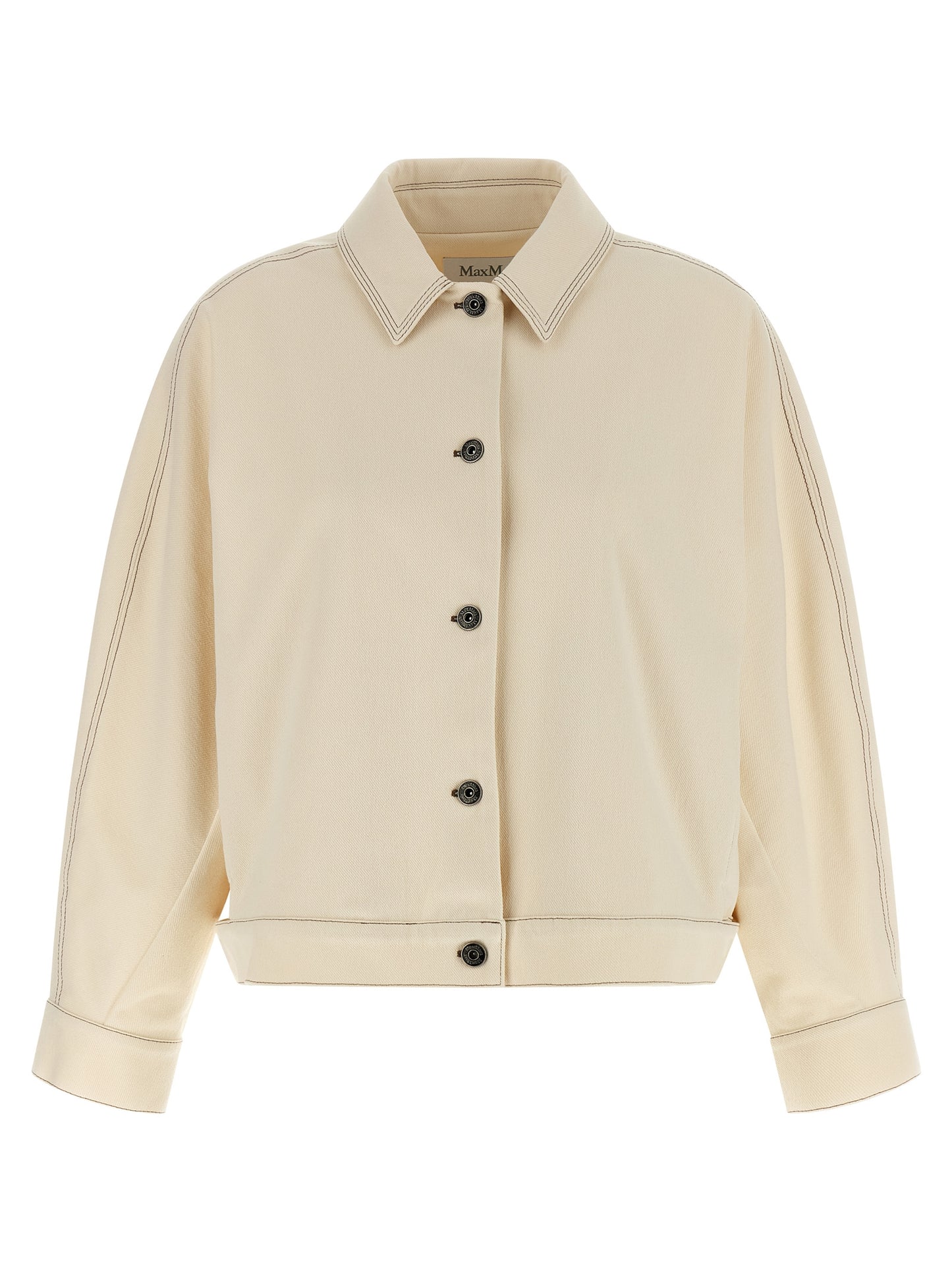 Jacket by Max Mara for women in stretch denim cotton polyester beige features a smart silhouette, perfectly accentuated by its unique shirt-collar neckline and functional pockets for a smart finish.