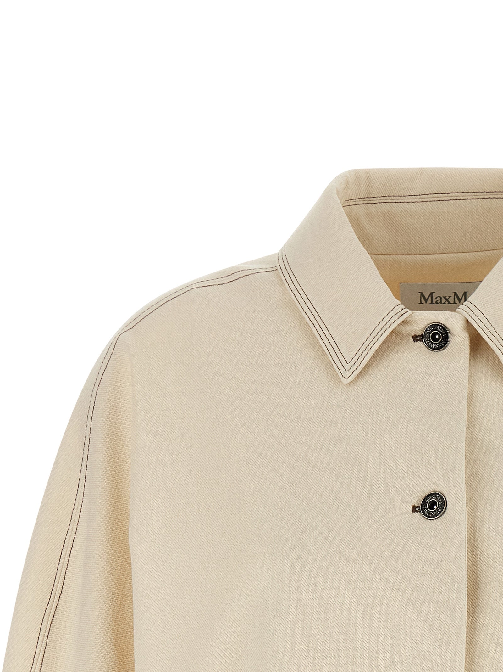 Jacket by Max Mara for women in stretch denim cotton polyester beige presents a authentic silhouette, artfully detailed with a authentic shirt-collar neckline and functional pockets for a premium authentic finish.