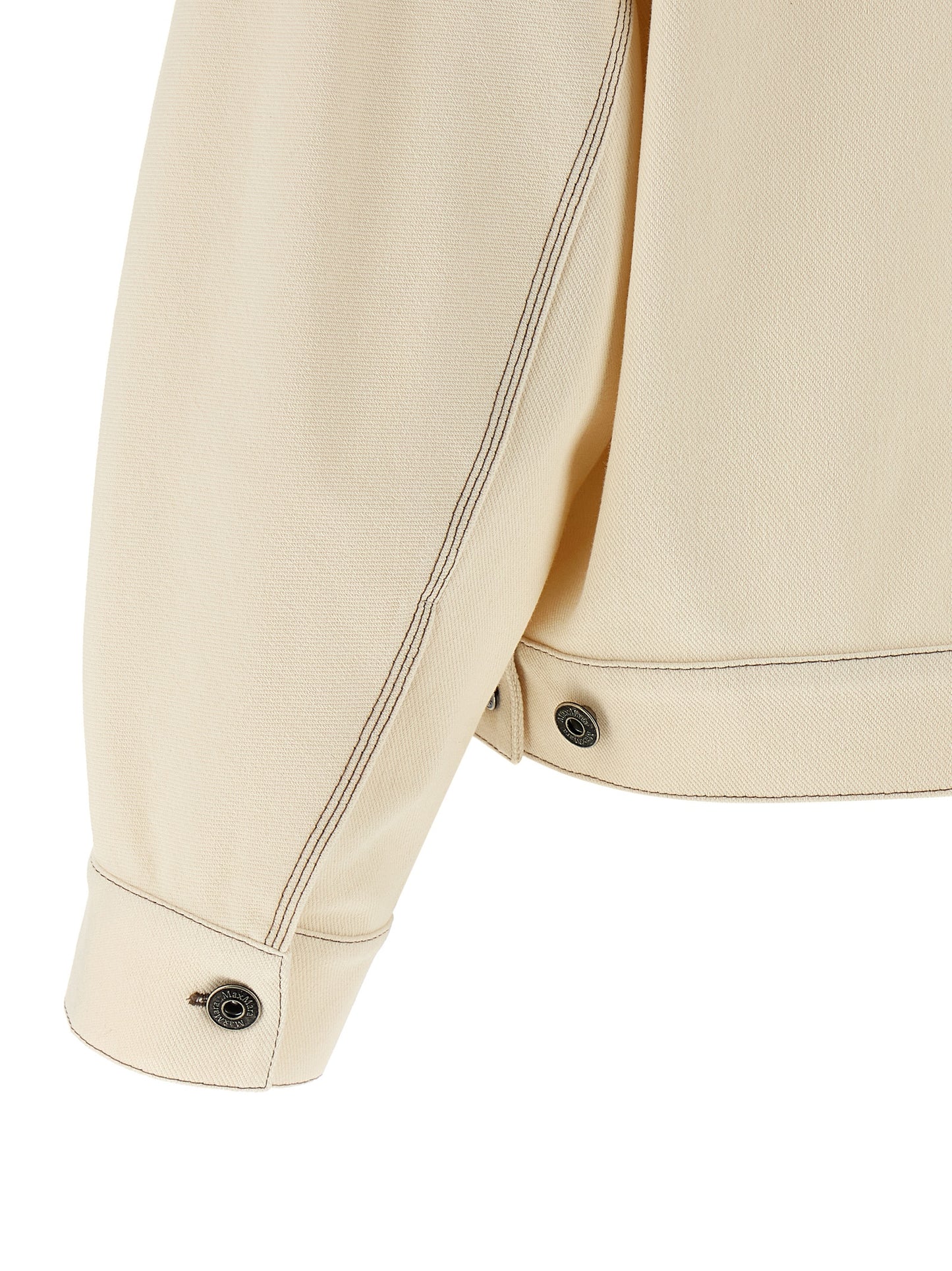 Jacket by Max Mara for women in stretch denim cotton polyester beige showcases a contemporary silhouette, detailed with a contemporary and premium pockets for a sophisticated finish.