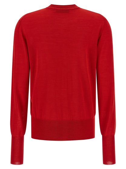 Cardigan by Vivienne Westwood for women in wool & silk multicolor & red features an impeccable silhouette, showcasing a sophisticated crew neckline and detail for a truly impeccable finish.