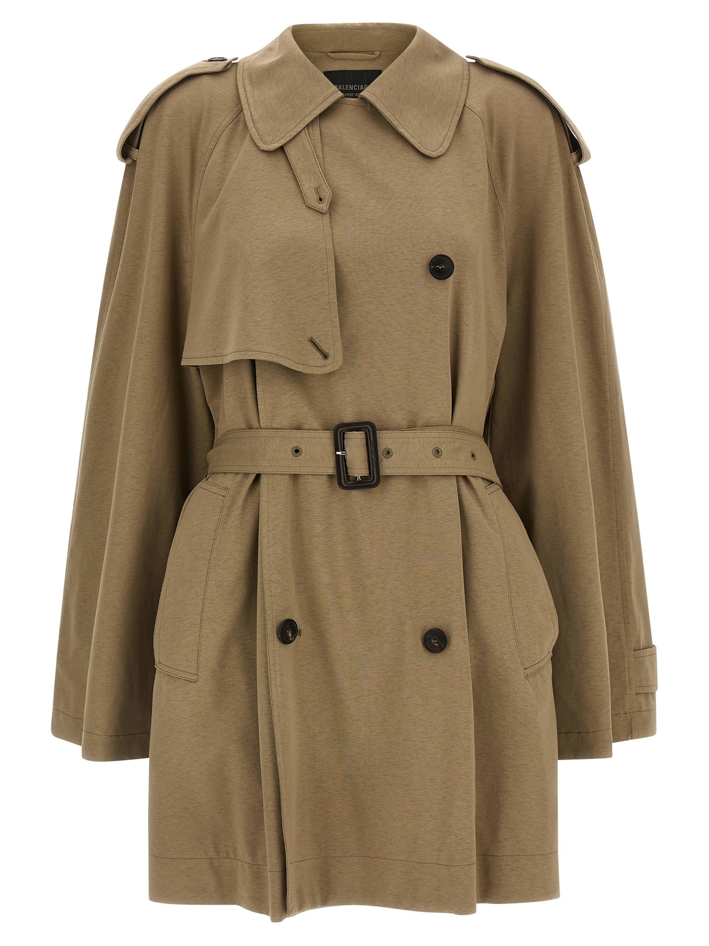 Balenciaga Women's Double Breasted Cotton Trench Coat - Beige