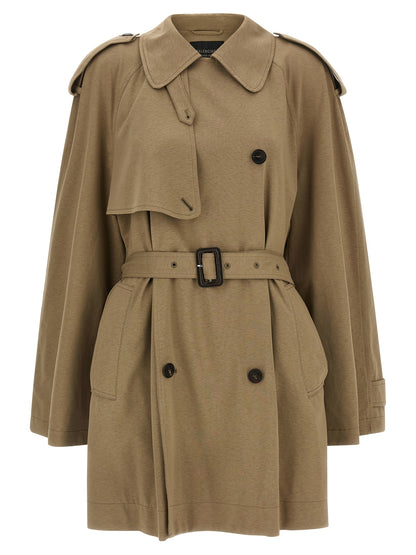 Balenciaga Women's Double Breasted Cotton Trench Coat - Beige