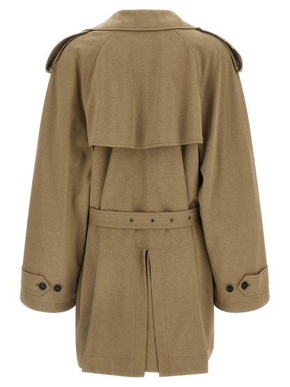 Balenciaga Women's Double Breasted Cotton Trench Coat - Beige
