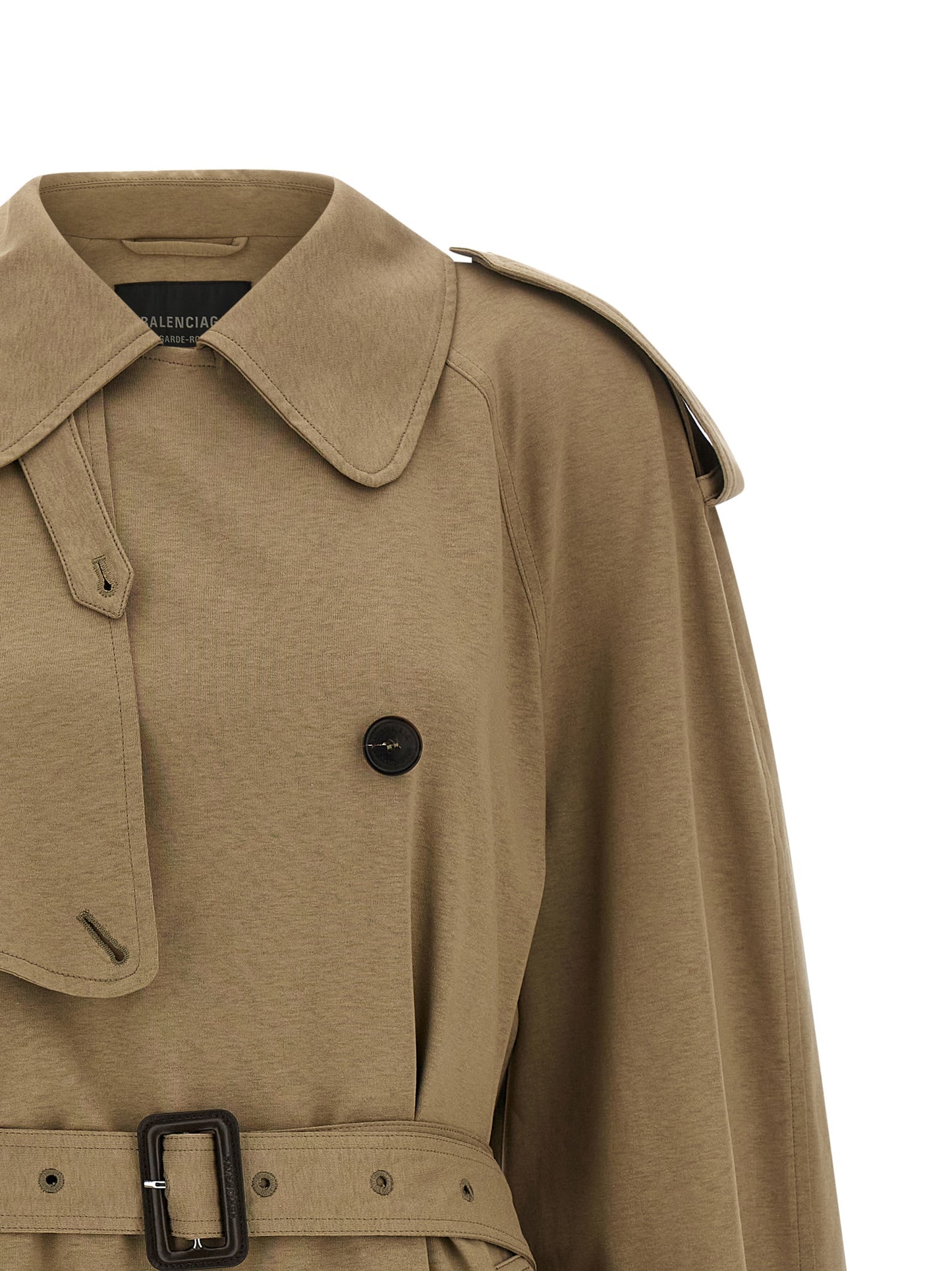 Balenciaga Women's Double Breasted Cotton Trench Coat - Beige