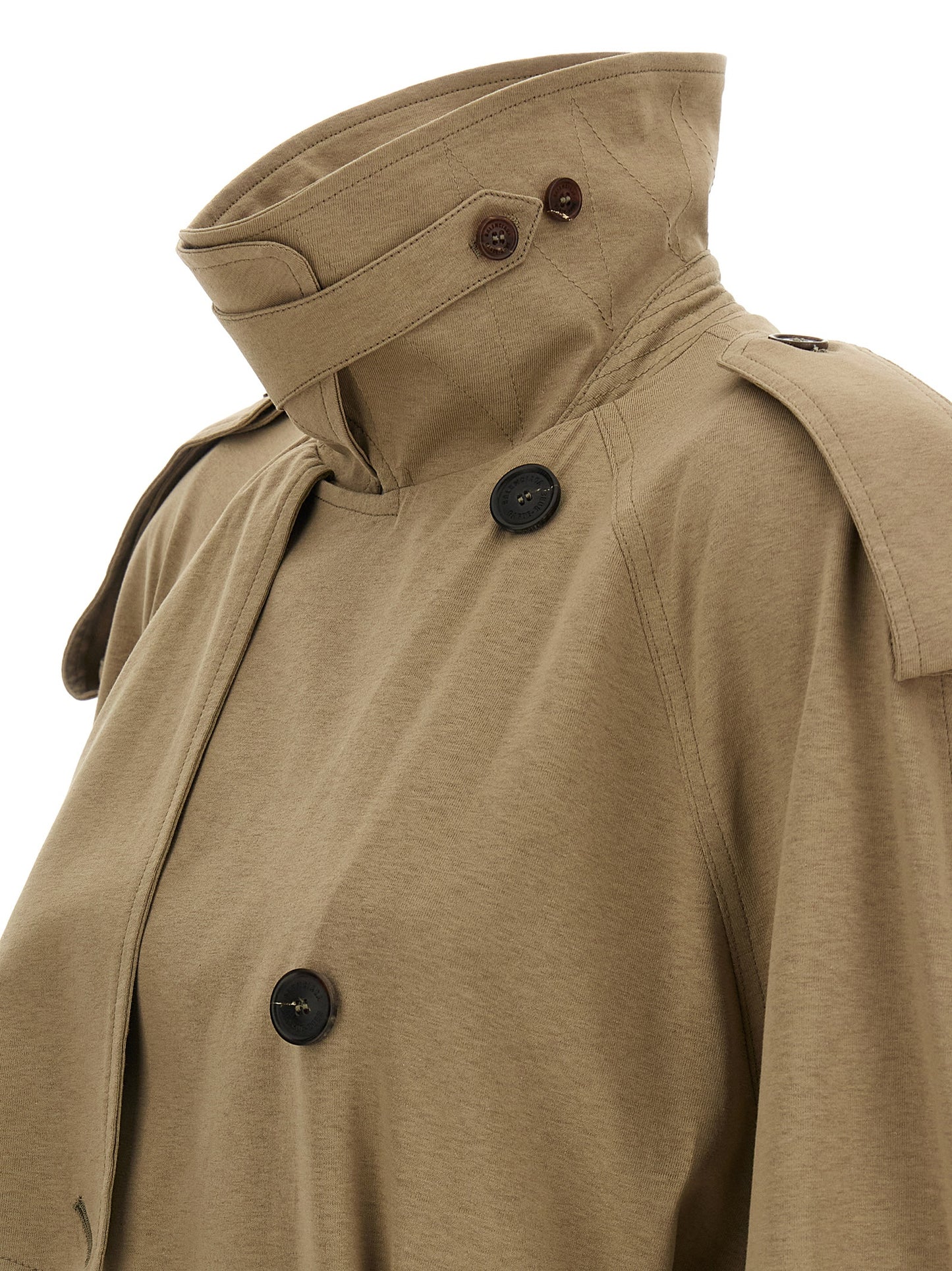 Balenciaga Women's Double Breasted Cotton Trench Coat - Beige