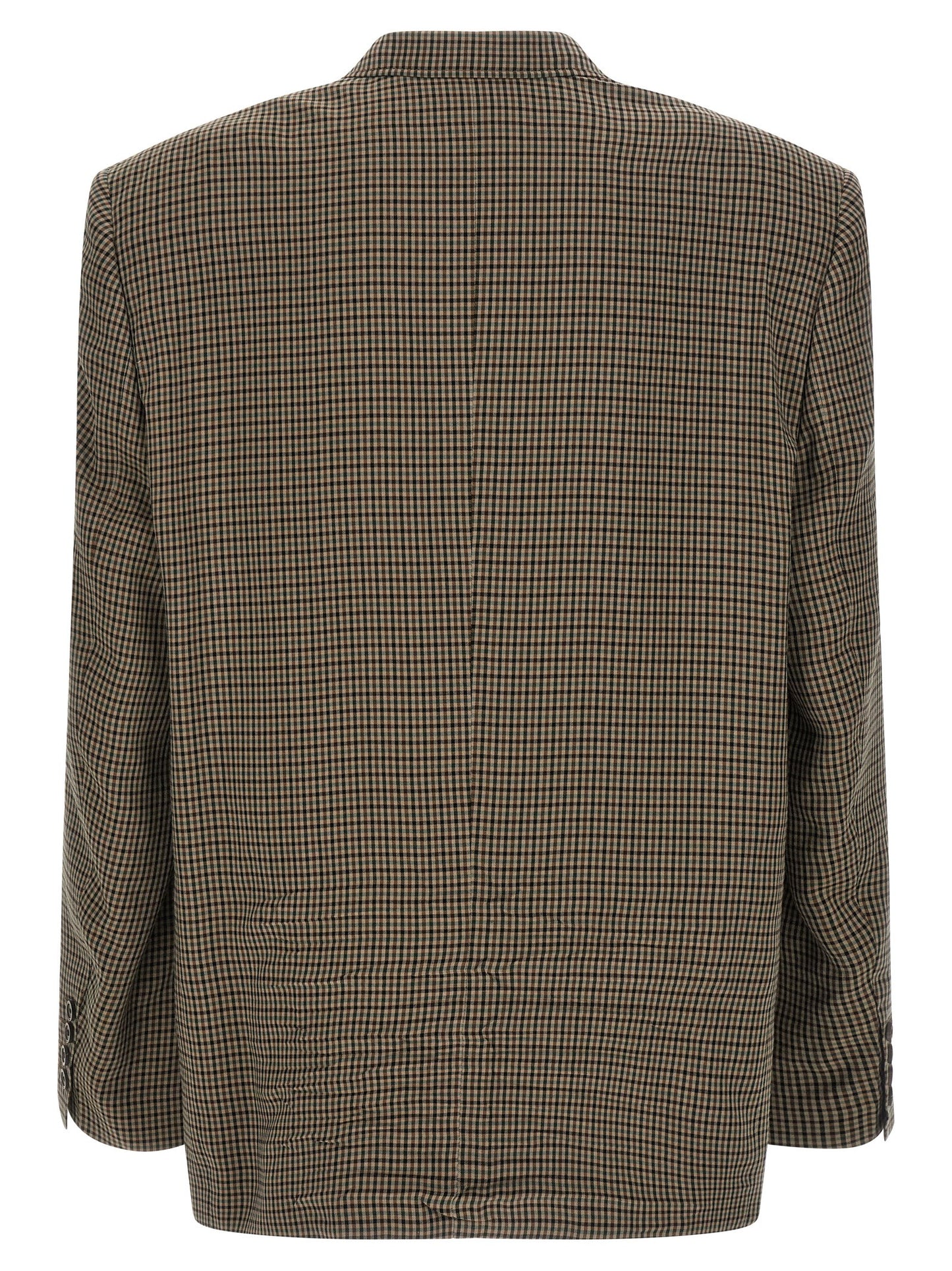Blazer by Balenciaga for men in lyocell brown & print features an sartorial silhouette, showcasing a sophisticated and sartorial for a truly sartorial finish.