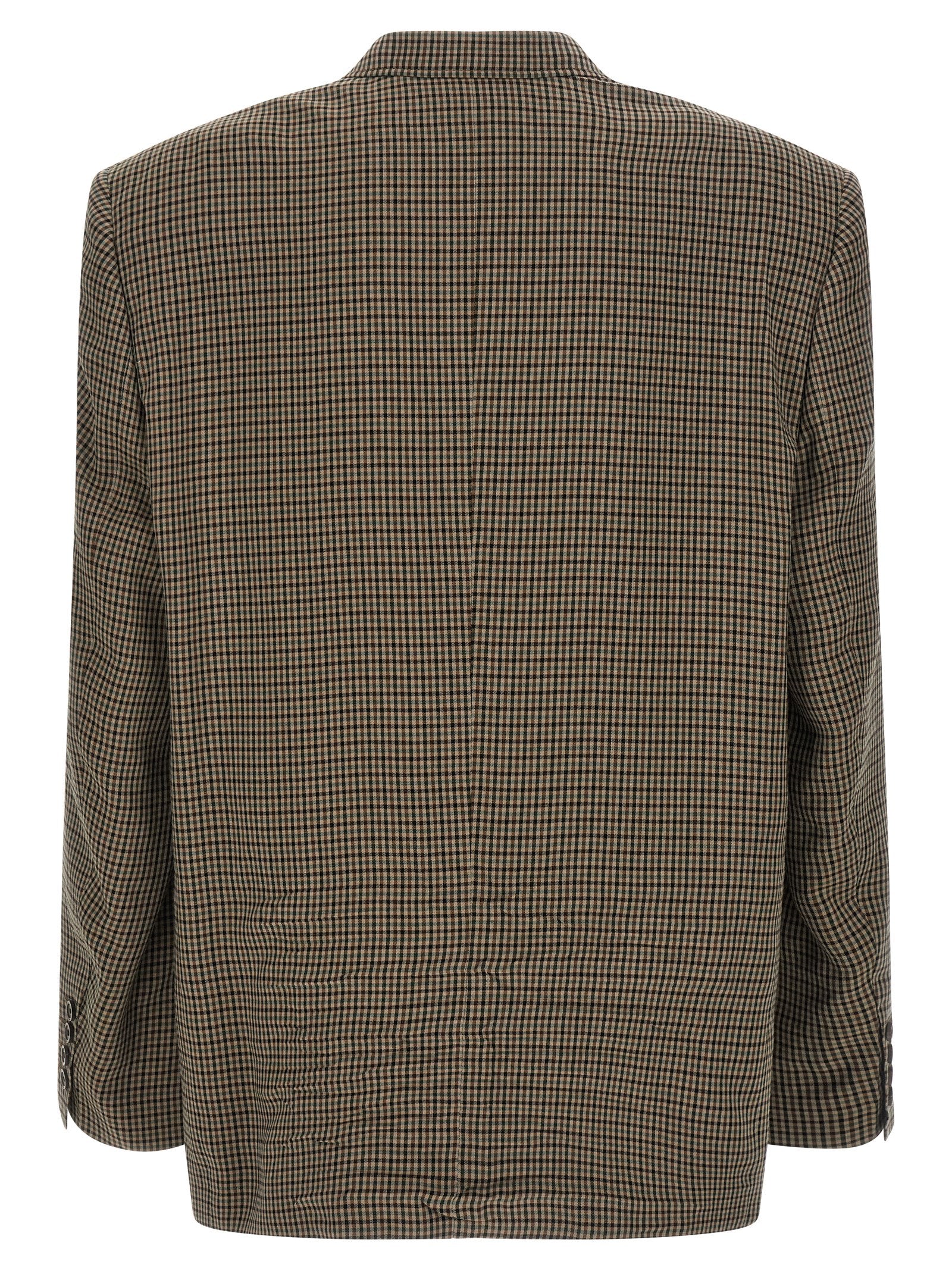 Blazer by Balenciaga for men in lyocell brown & print features an sartorial silhouette, showcasing a sophisticated and sartorial for a truly sartorial finish.