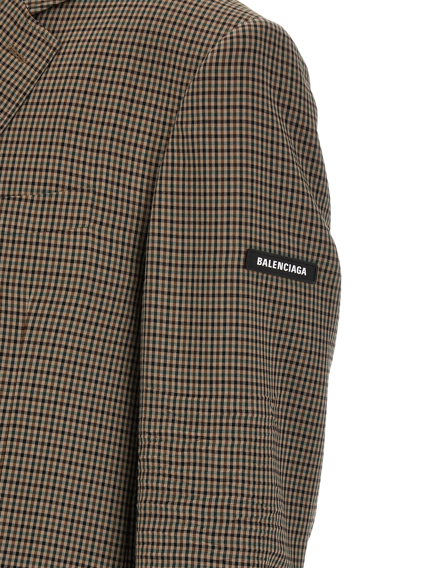 Blazer by Balenciaga for men in lyocell brown & print showcases a discerning silhouette, elegantly detailed with a sophisticated and premium for a truly discerning finish.