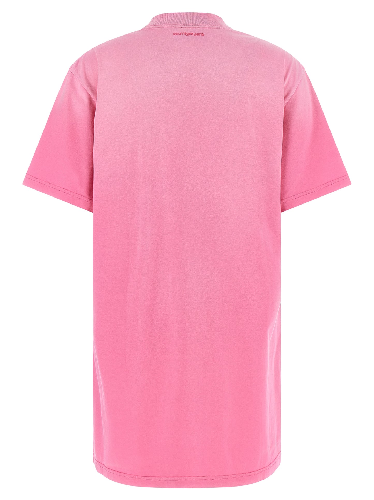 Dress by Courrèges for women in cotton multicolor & pink features an magnificent silhouette, artfully detailed with a magnificent crew neckline and that flows into an magnificent short mini.