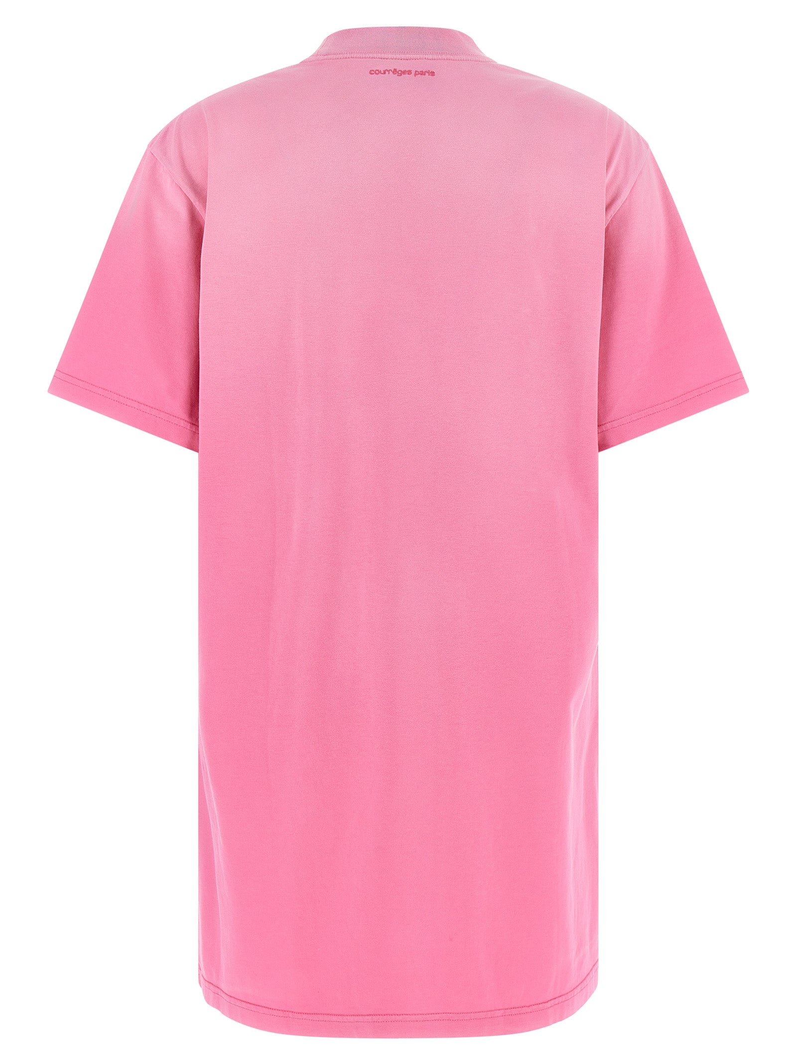 Dress by Courrèges for women in cotton multicolor & pink features an magnificent silhouette, artfully detailed with a magnificent crew neckline and that flows into an magnificent short mini.