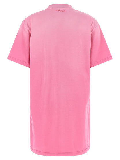 Dress by Courrèges for women in cotton multicolor & pink features an magnificent silhouette, artfully detailed with a magnificent crew neckline and that flows into an magnificent short mini.