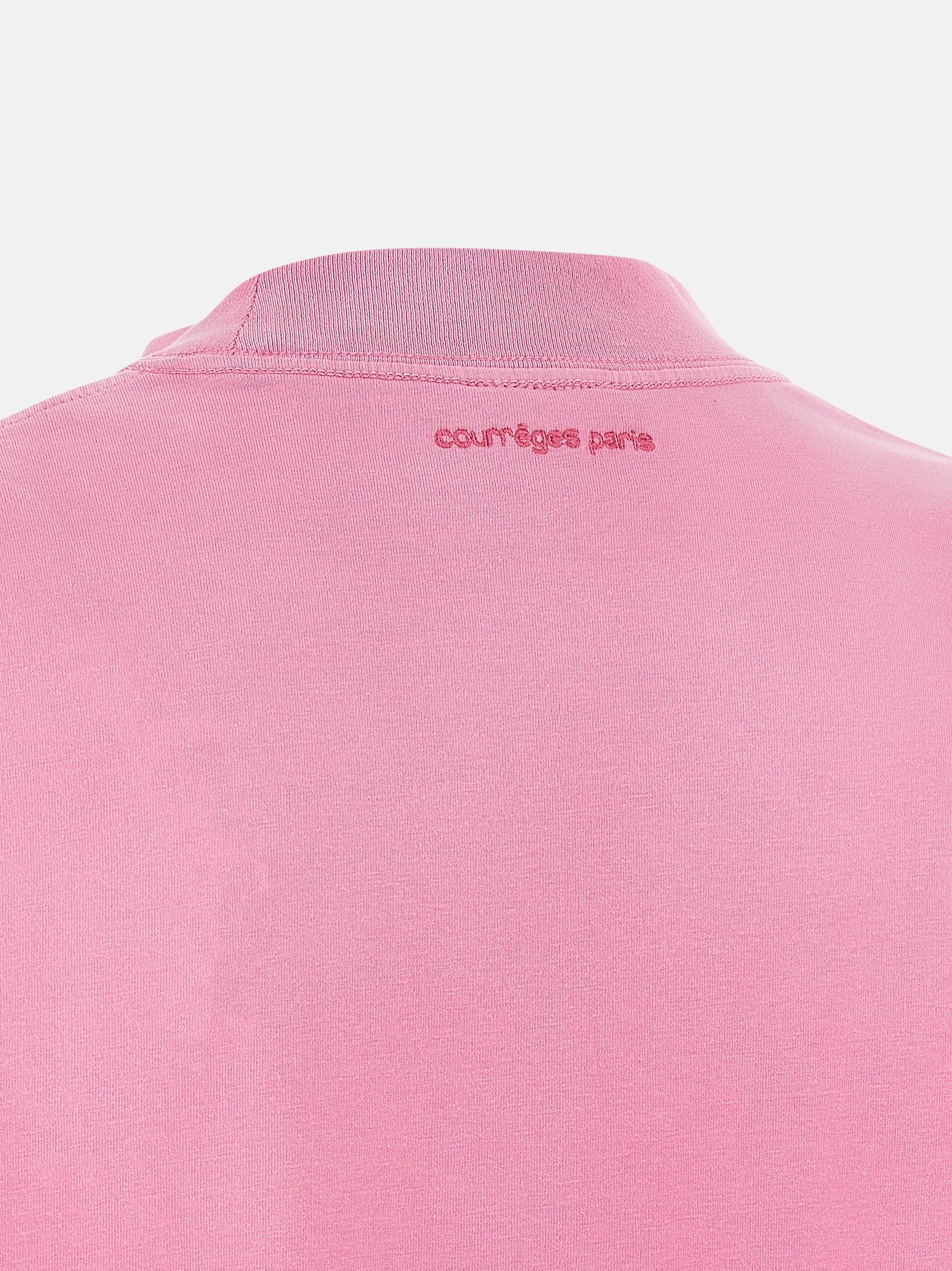 Dress by Courrèges for women in cotton multicolor & pink showcases a striking silhouette, elegantly detailed with a , refined , and a striking short mini for a striking finish.