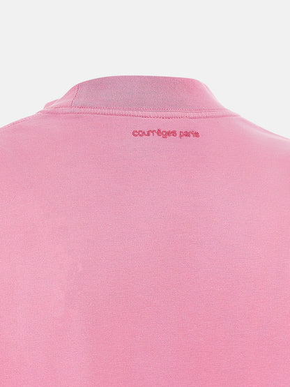 Dress by Courrèges for women in cotton multicolor & pink showcases a striking silhouette, elegantly detailed with a , refined , and a striking short mini for a striking finish.
