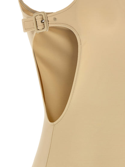 Bodysuit by Courrèges for women in stretch polyamide beige & print features an amazing silhouette, showcasing a design and amazing for a truly amazing fit.