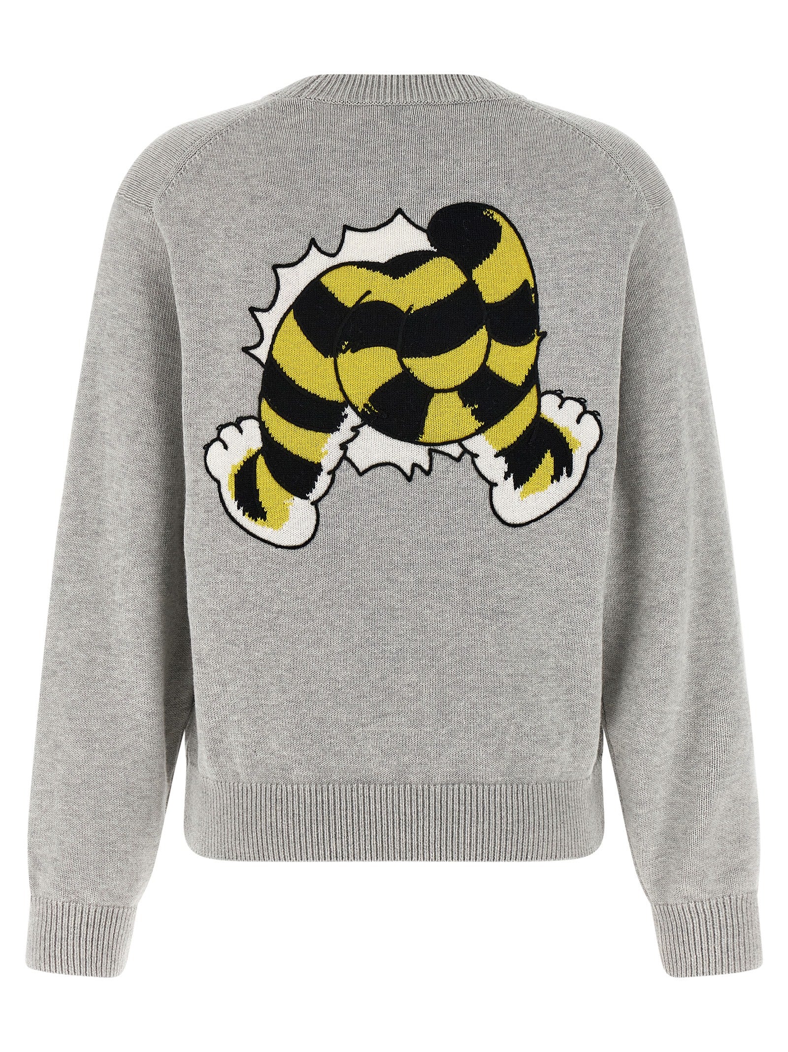 Cardigan by Kenzo for women in wool cotton gray showcases a luxurious silhouette, meticulously detailed with a sophisticated crew neckline and for a refined finish.