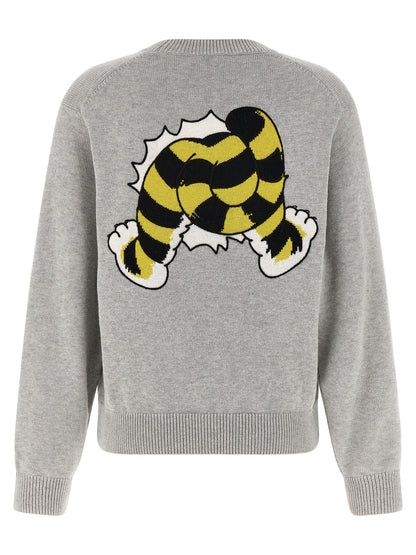 Cardigan by Kenzo for women in wool cotton gray showcases a luxurious silhouette, meticulously detailed with a sophisticated crew neckline and for a refined finish.