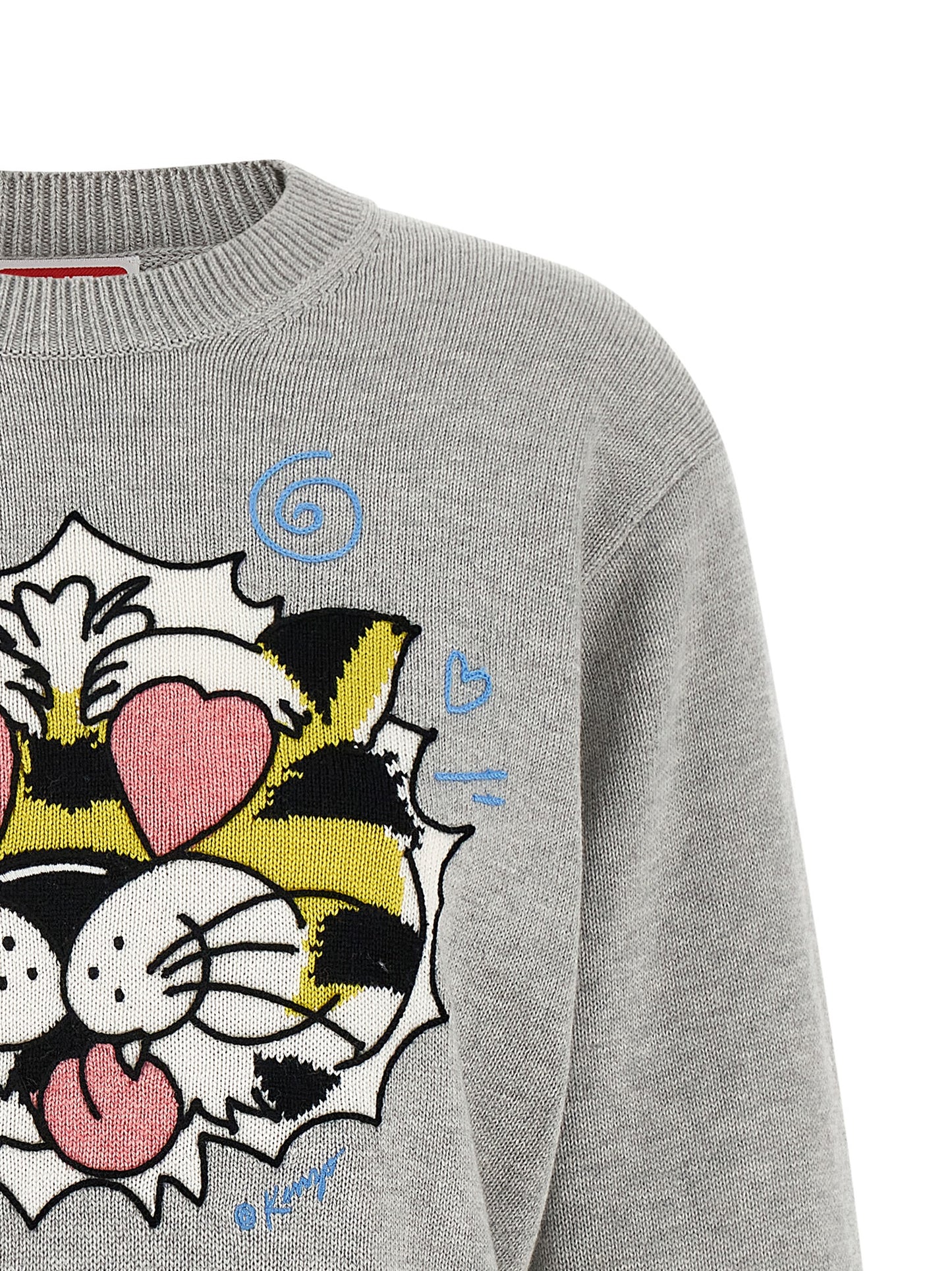 Cardigan by Kenzo for women in wool cotton gray features an impeccable silhouette, showcasing a sophisticated crew neckline and detail for a truly impeccable finish.