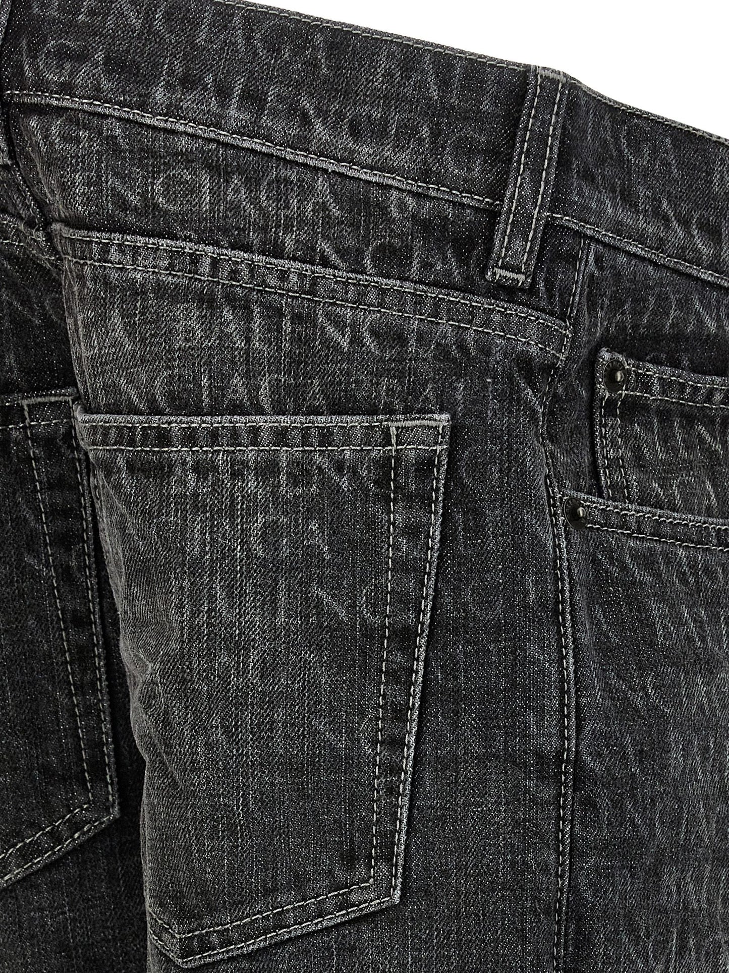 Jeans by Balenciaga for women in denim cotton black, monogram & print presents a refined pantology silhouette, artfully defined by a refined pantology flared & wide, long, and a sophisticated .