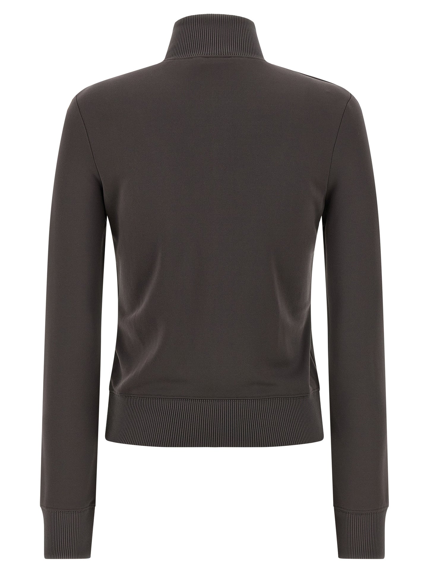 Activewear Sweatshirt by Courrèges for women in polyester gray & signature presents a sporty silhouette, showcasing a sophisticated high-neck neckline and detailed with premium for a sporty finish.